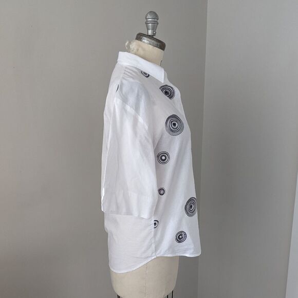 Embroidered 100% Cotton Button Down Short Sleeve - Picture 4 of 5